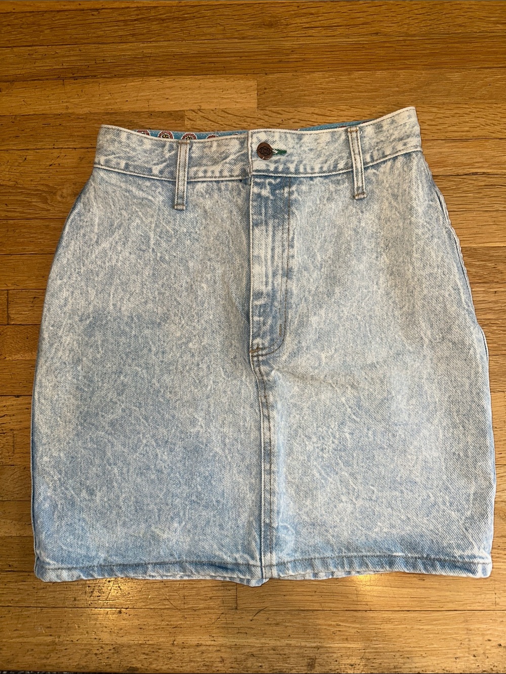 BONGO Vintage Acid Wash Denim Mini Skirt